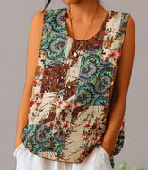 Blusa Feminina Estampada Sem Mangas Estilo Boho | Jana